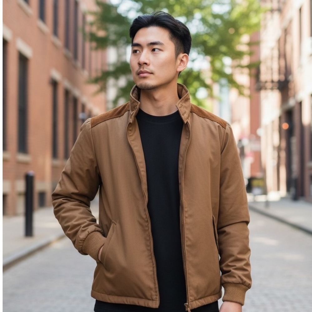 McGregor Sherpa Lined Jacket Mens 42 Brown Suede Shoulder Vintage Coat‎ Medium